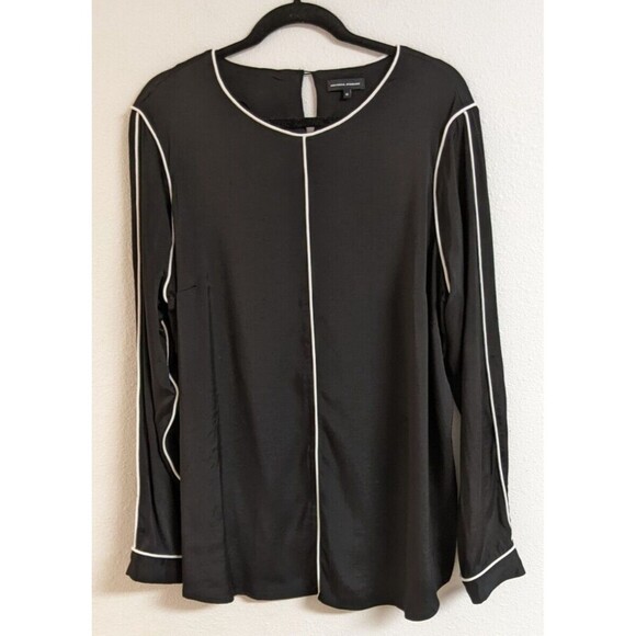 Women's UNIVERSAL STANDARD Black Viscose/Spandex Long Sleeve Blouse M/18-20 - Picture 6 of 16